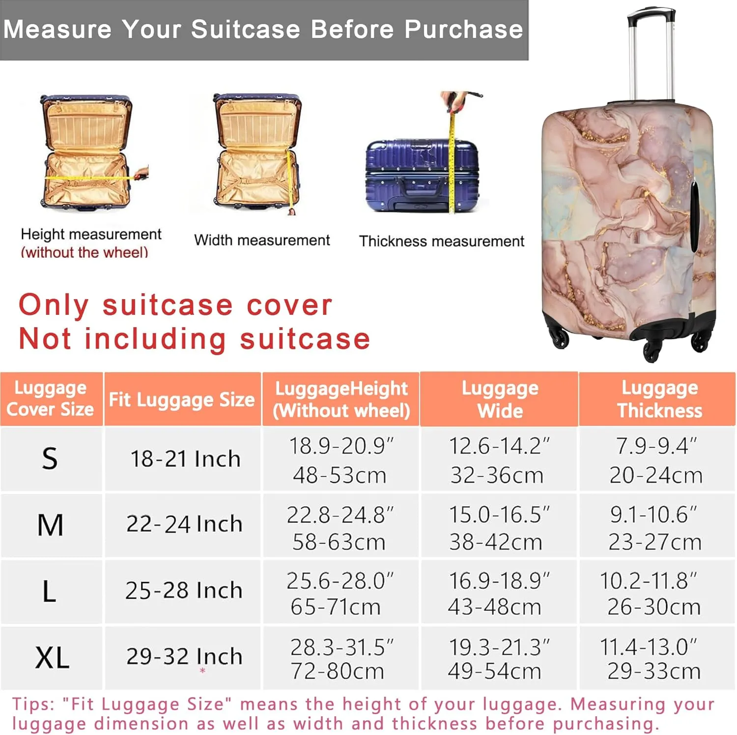 Blue Purple Abstract Waves Luggage Cover Elastic Washable Stretch Suitcase Protector Anti-Scratch Travel Suitcase Cover for Kid and Adult S (18-21 inch suitcase)