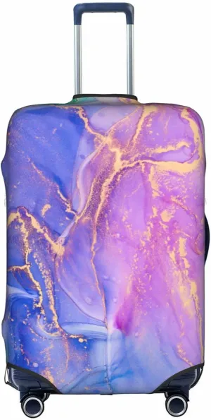 Blue Purple Abstract Waves Luggage Cover Elastic Washable Stretch Suitcase Protector Anti-Scratch Travel Suitcase Cover for Kid and Adult S (18-21 inch suitcase)