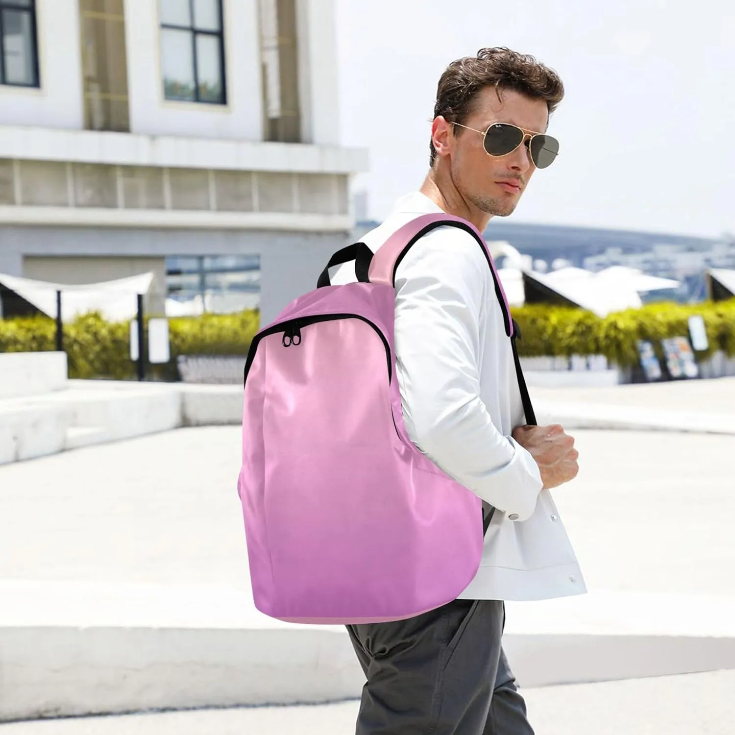 Blush Pink Orchid Gradient Cool Casual Daypack Backpack for Women Backpack for Girls Bookbag