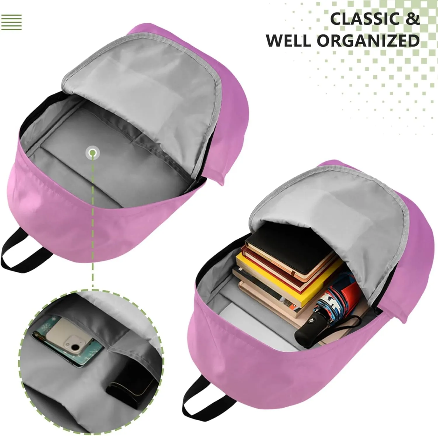 Blush Pink Orchid Gradient Cool Casual Daypack Backpack for Women Backpack for Girls Bookbag