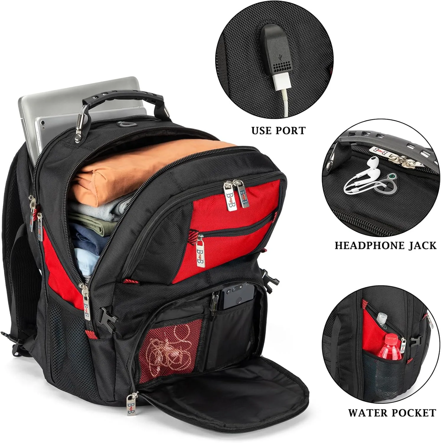 Boardingblue 17x13x8 Inches Laptop College Travel Backpacks for Men Women, Under-Seat Backpack for JetBlue, Spirit, Frontier(Red)