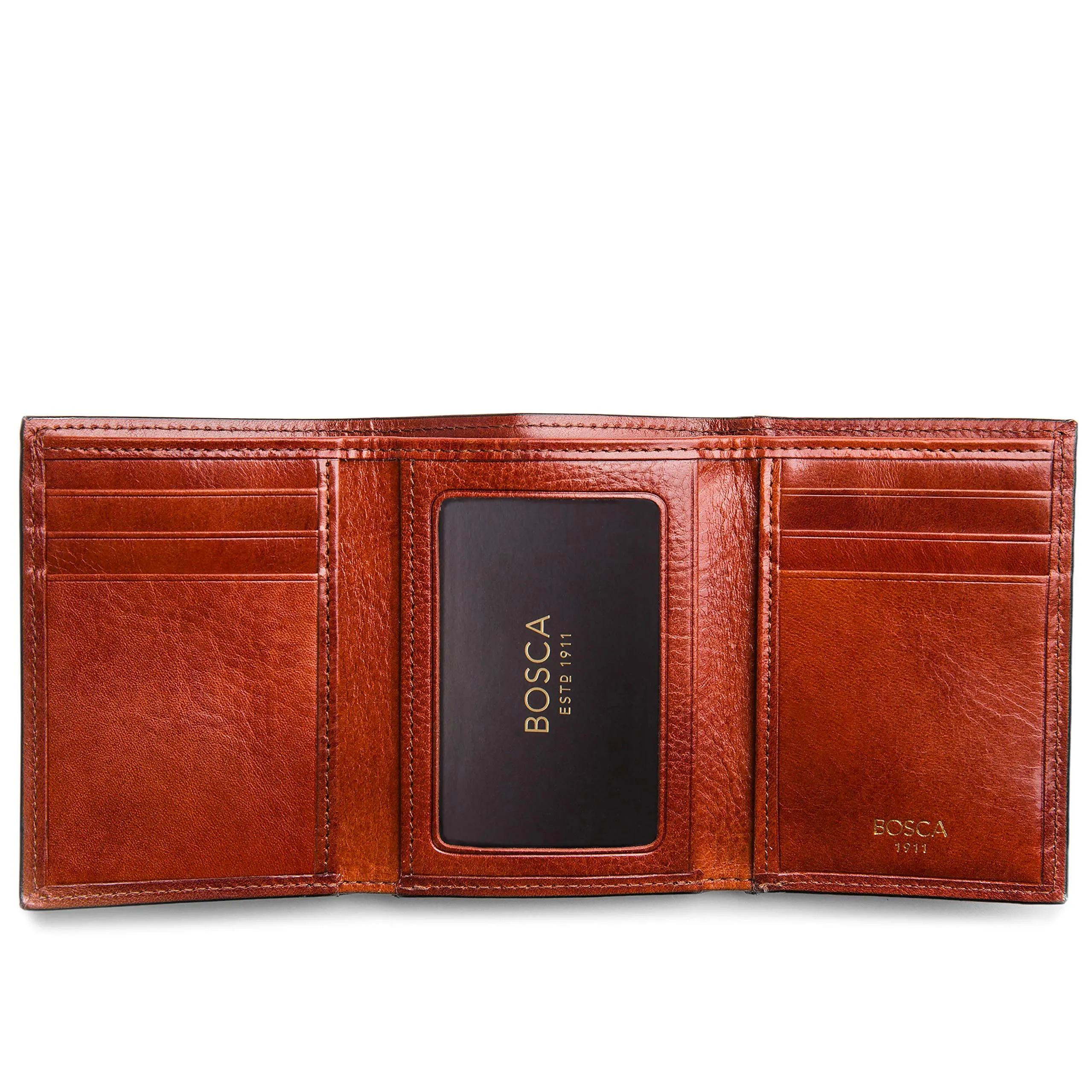 Bosca Mens Old Leather Collection Double ID Trifold Wallet