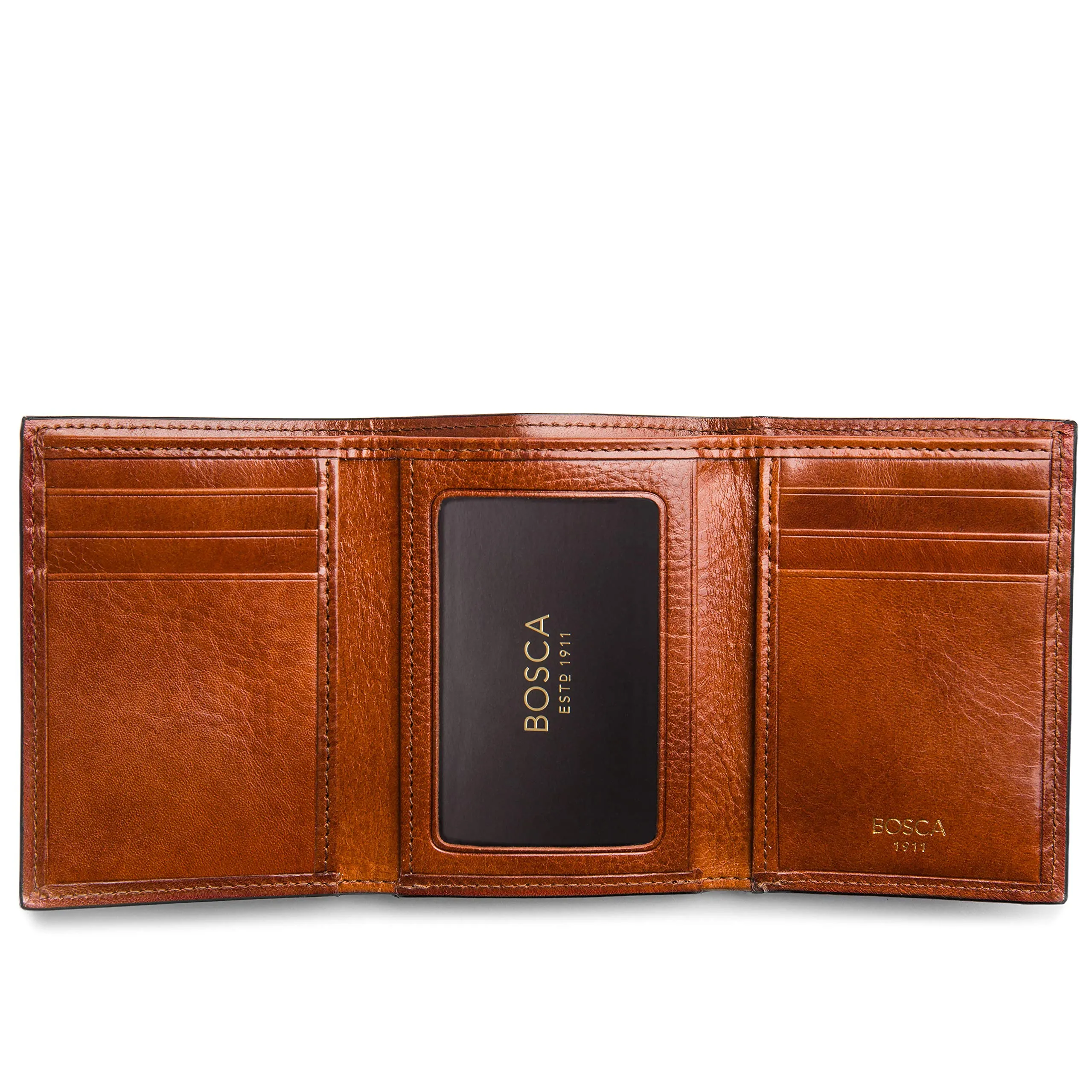 Bosca Mens Old Leather Collection Double ID Trifold Wallet