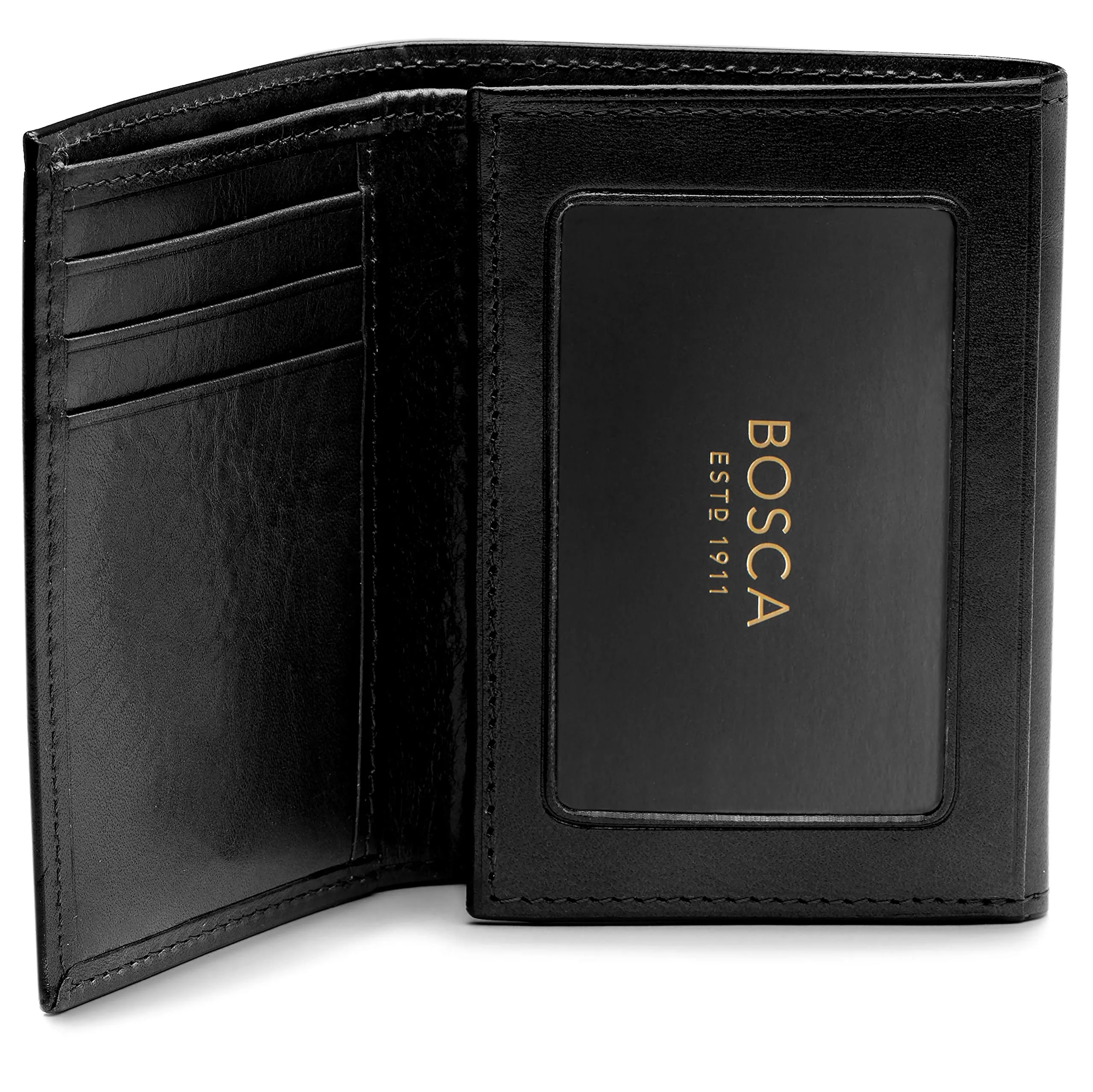 Bosca Mens Old Leather Collection Double ID Trifold Wallet