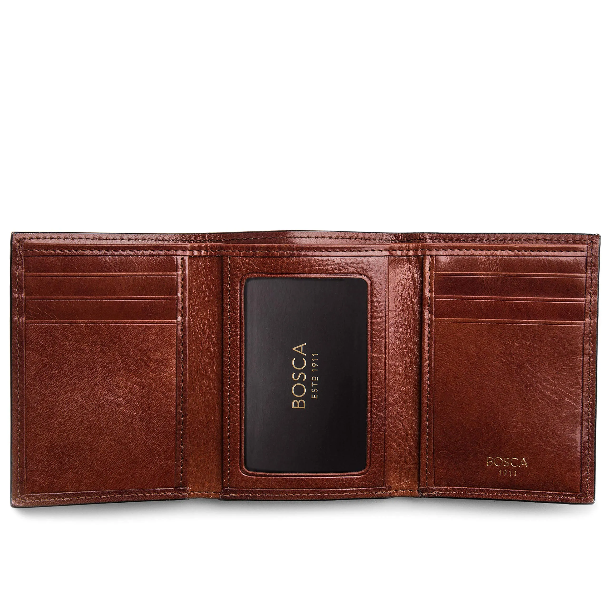 Bosca Mens Old Leather Collection Double ID Trifold Wallet
