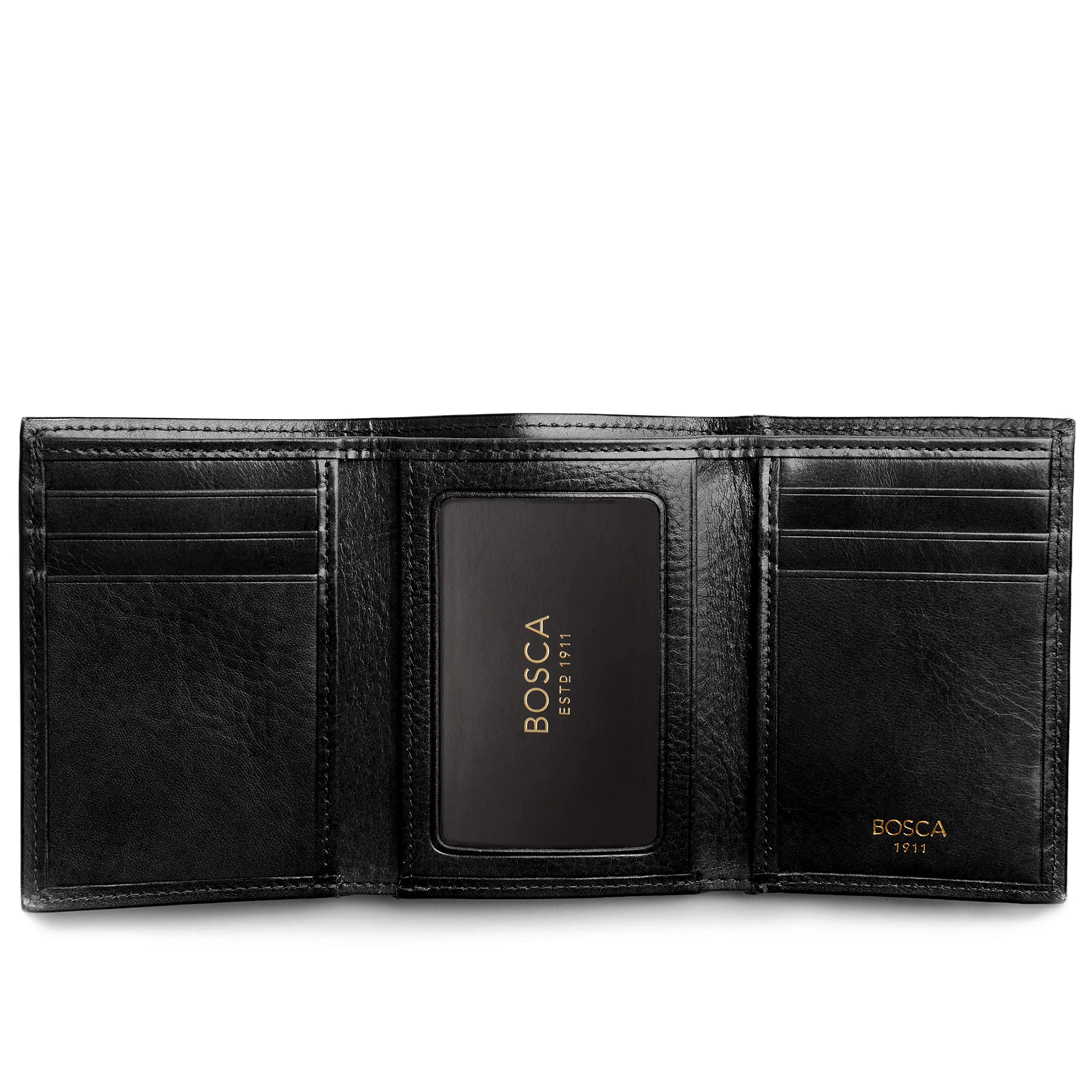 Bosca Mens Old Leather Collection Double ID Trifold Wallet