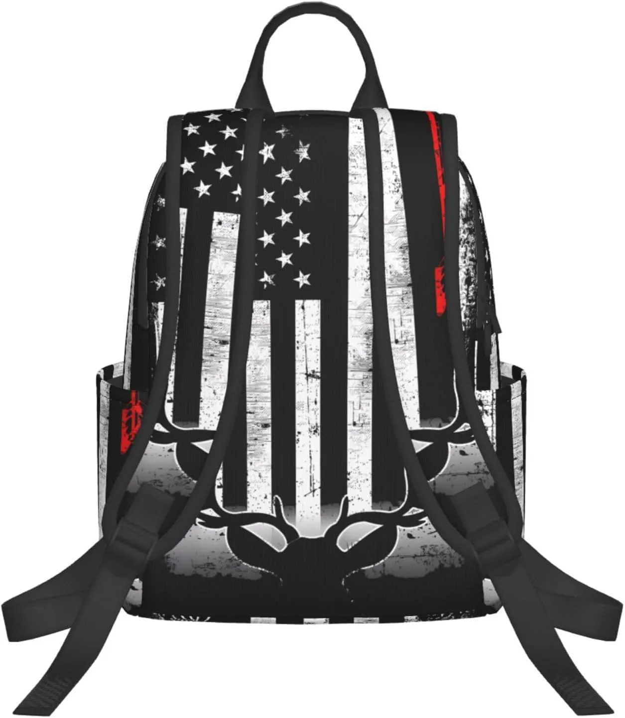 Bow Deer Hunting American Flag Casual Backpacks Laptop Backpack Outdoor Travel Rucksack Sport Carry-On Daypack Lightweight Bag with Multi-Pockets