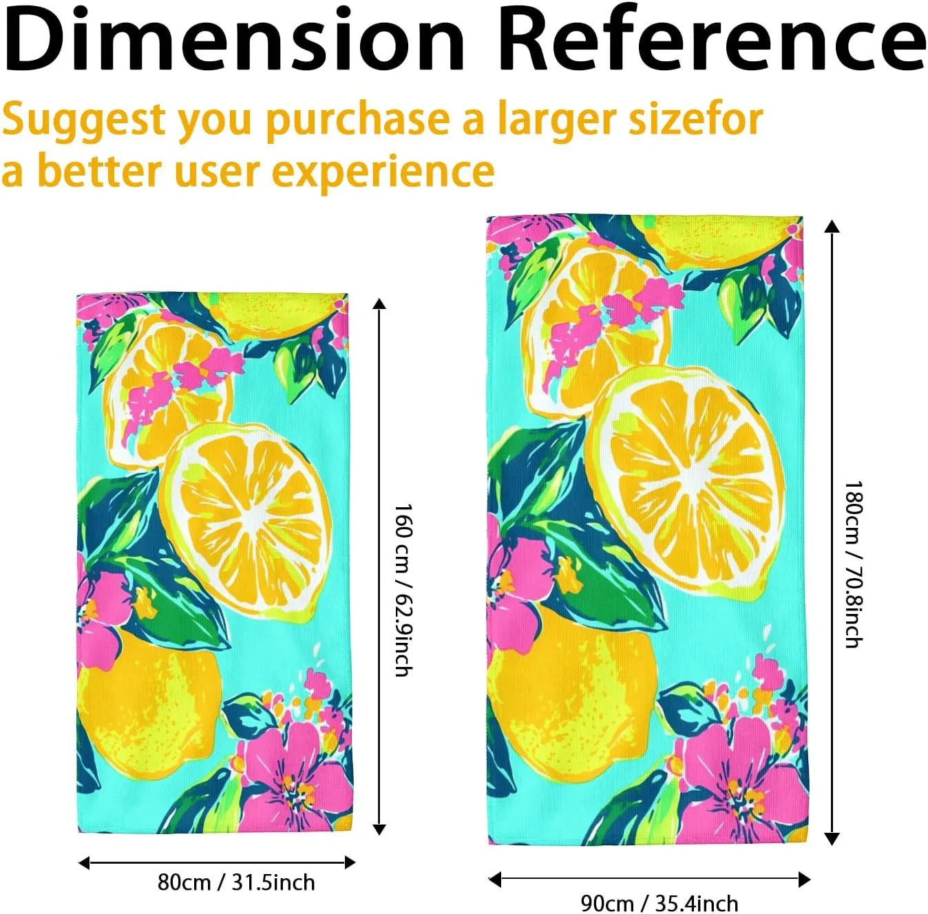 Bright Tropical Lemon Microfiber Beach Towel Blue Floral Design Soft Absorbent Quick Dry Sand Free Lightweight Pool Picnic Essential 62x31 Inch