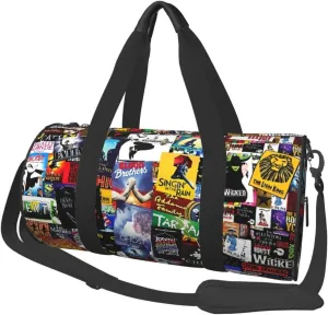Broadway Musical Collage Sports Duffle Bag For Travel Heavy Duty Gym Bag, Tactical Gear Bags For Tactical Equipment, Or As Carry On Travel Duffel Bags