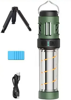 Buzz Defense Portable,3-in-1 Camping Lantern with Magnetic Base,3000 mAh USB-C Recharged Outdoor Lamp,,IPX6 Waterproof, Adjustable Brightness LED Camping Light for Outdoor, Garden, Picnic (Green)