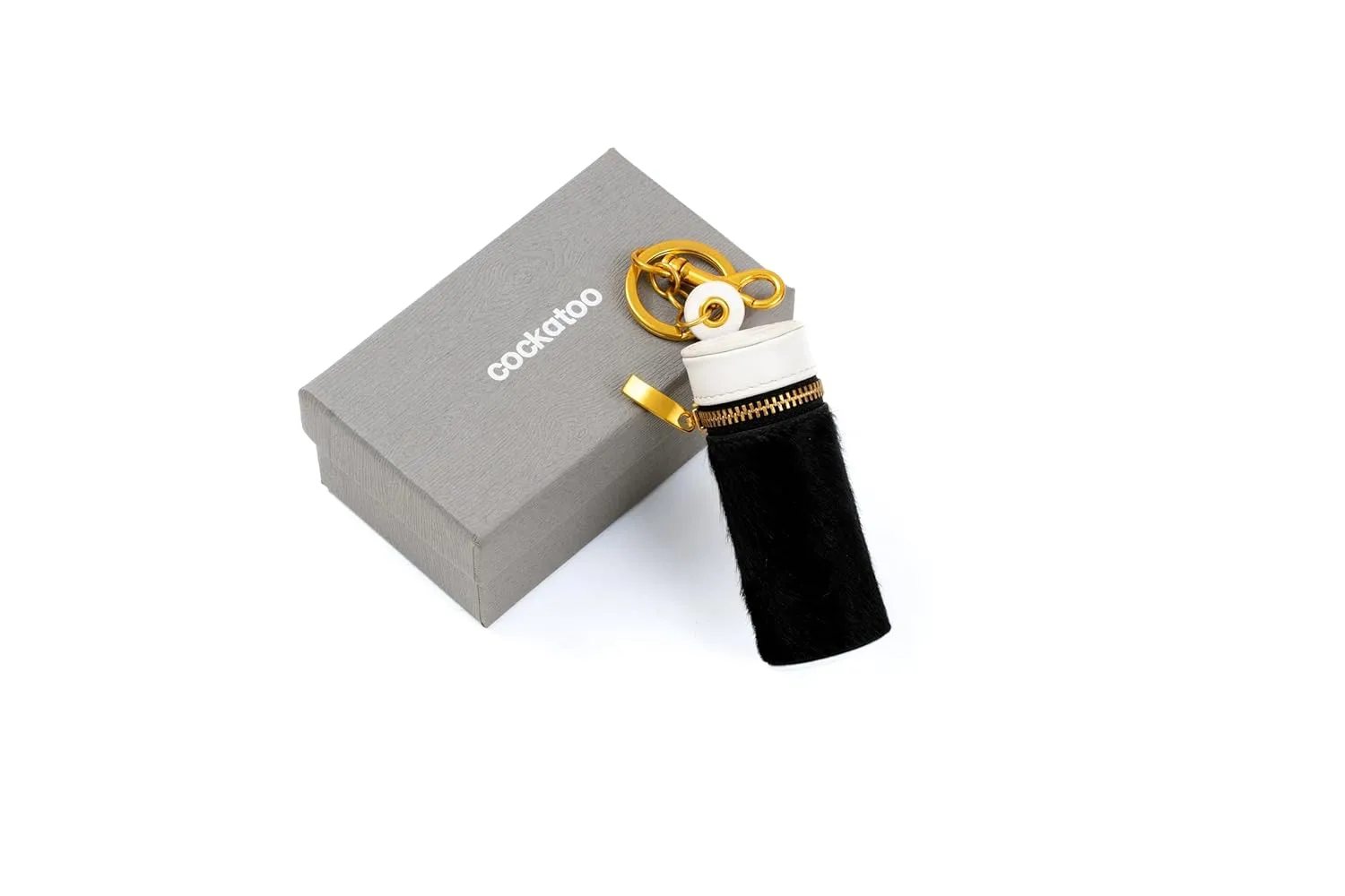 Cackatoo Genuine Leather Horsehair Lipstick Case with Keychain - Portable Travel Organizer for Lipstick and Chapstick - Stylish Key Chain Accessory for Women (Fuchsia/White)