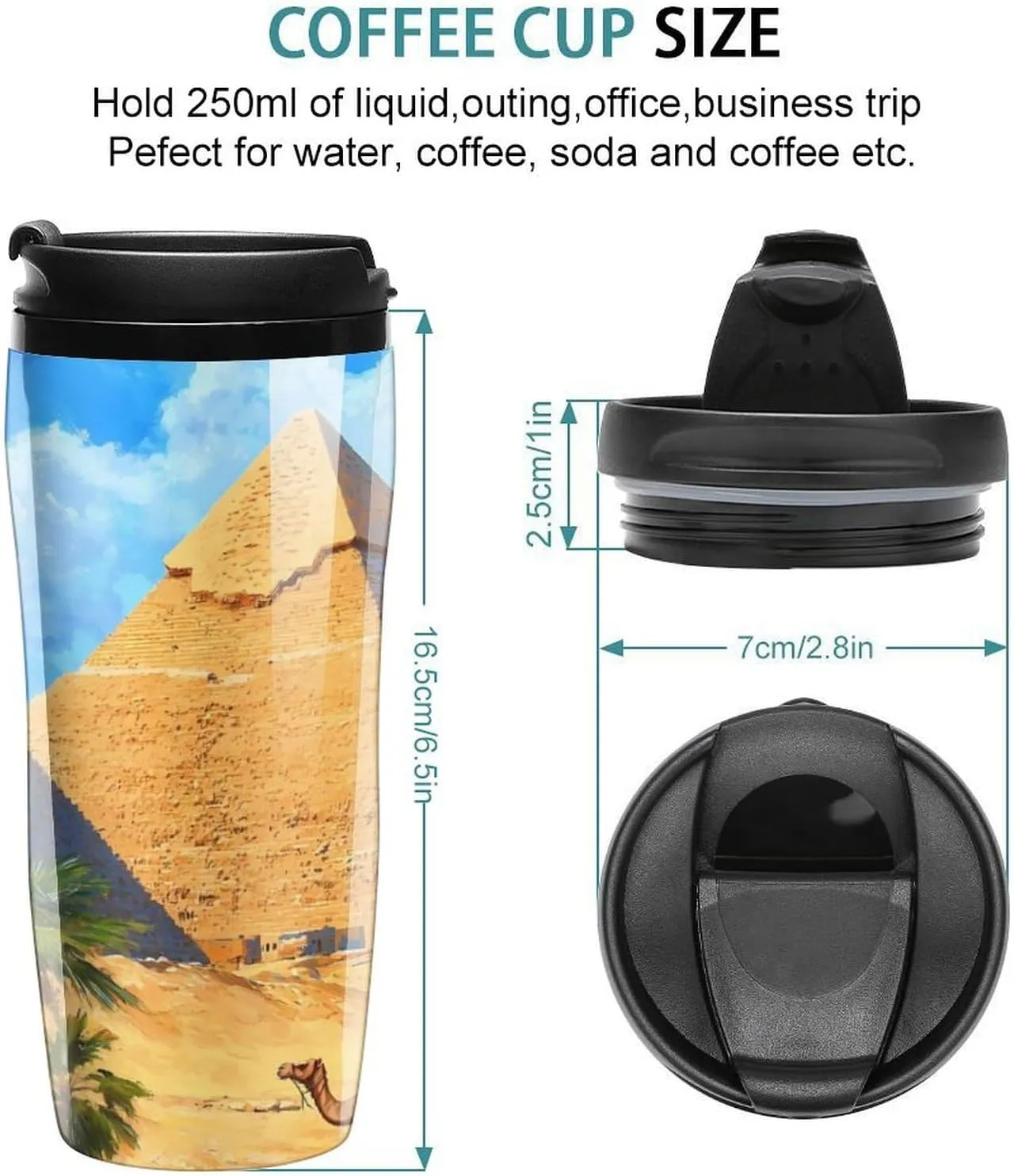 Camel Coffee Mug with Lid Portable Tumbler Water Bottle for Travel Business 350ml