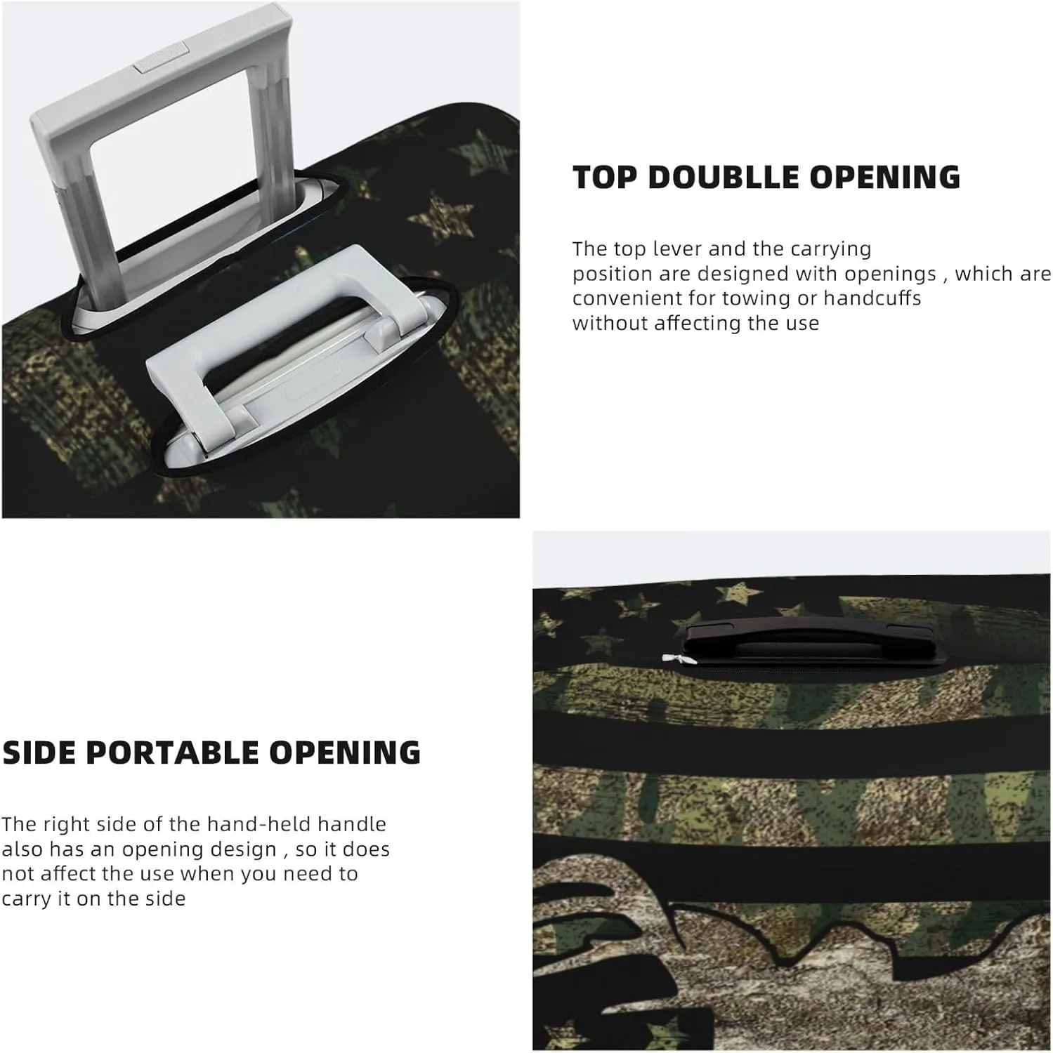 Camouflage Hunting Tactical Deer Camo American Flag Luggage Cover Elastic Washable Stretch Suitcase Protector Anti-Scratch Travel Suitcase Cover
