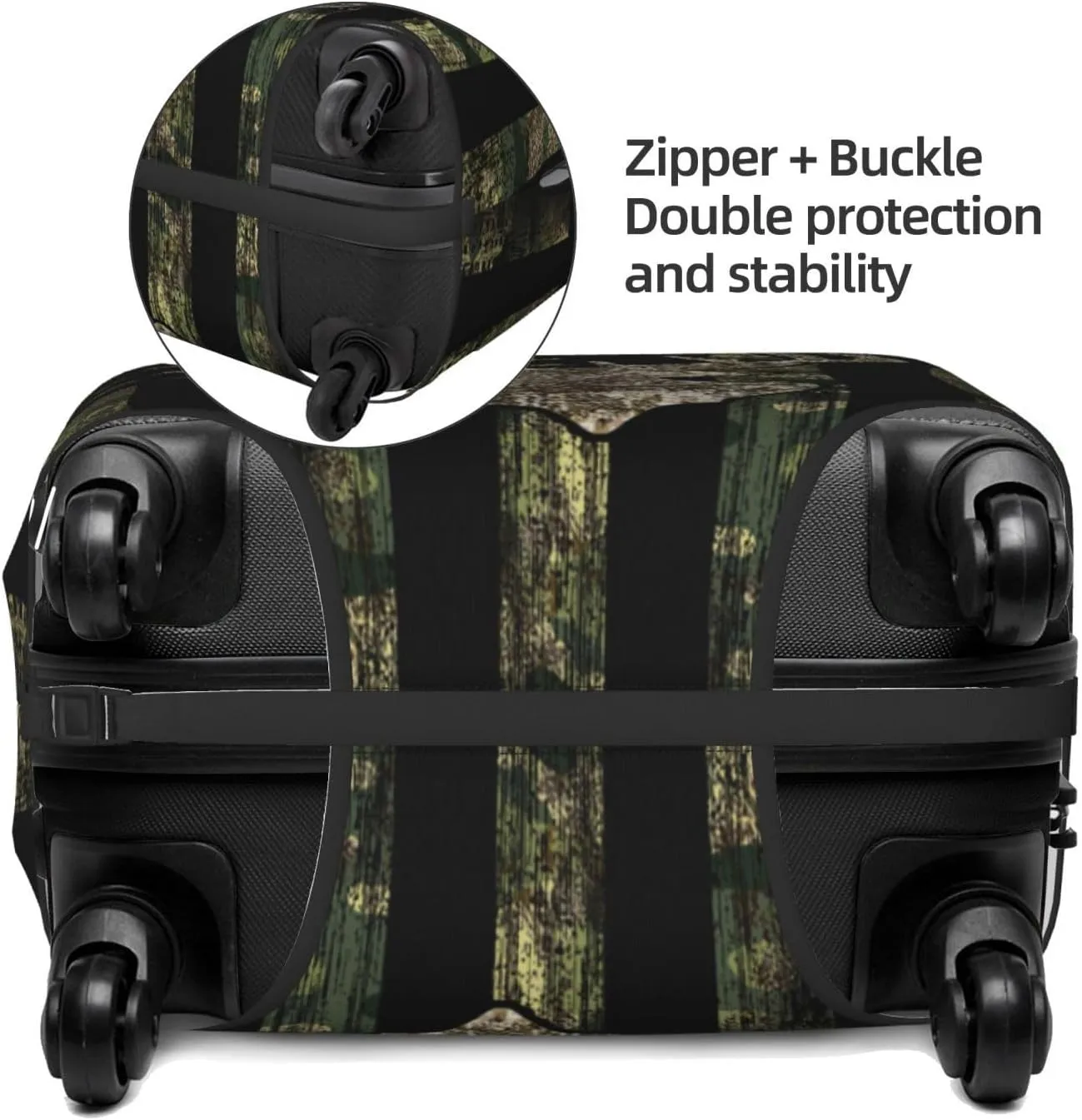 Camouflage Hunting Tactical Deer Camo American Flag Luggage Cover Elastic Washable Stretch Suitcase Protector Anti-Scratch Travel Suitcase Cover