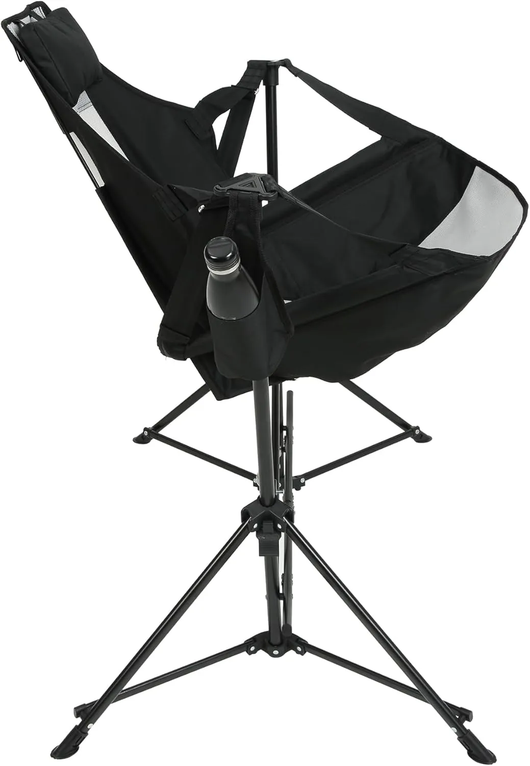 Camping Chair, Folding Portable Rocking Chair, Aluminum Alloy Adjustable Back Swinging Chair with Pillow Cup Holder, Recliner with Carry Bag for Outdoor Travel Lawn Backyard, Black (2pcs)