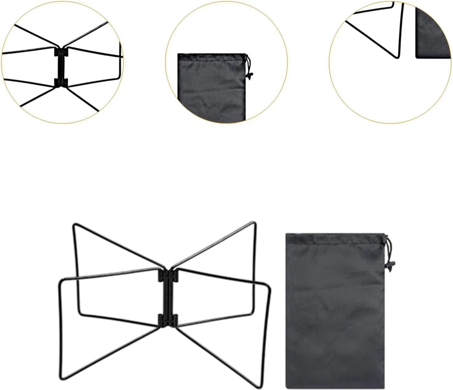 Camping Foldable Cooler Stand Ice Box Holder Sturdy for Barbecues with Storage Pouch Multipurpose Steel Material Luggage Rack