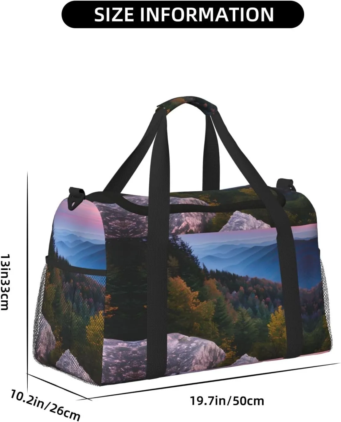 Canadian Smokey Mountain Cliff Travel Duffel Bag With Zippers And Handles, Big Foldable Duffle Bag For Family Vacations
