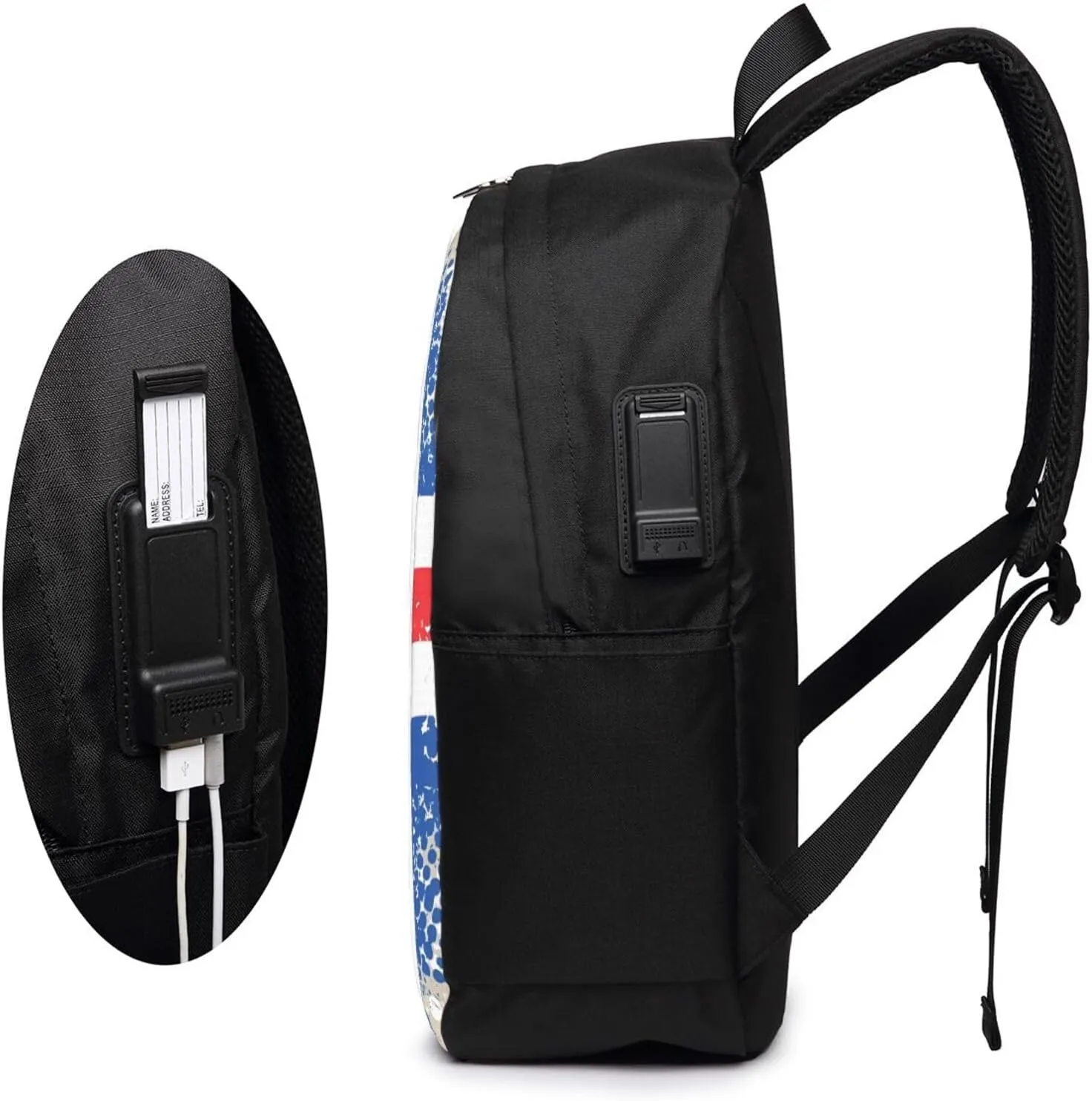 Cape Verde Cabo Verdean Flag Travel Backpack 17-Inch Laptop Backpacks Business Rucksack Casual Sport Daypack with USB Charging Port Carry-on Bag for Camping Biking