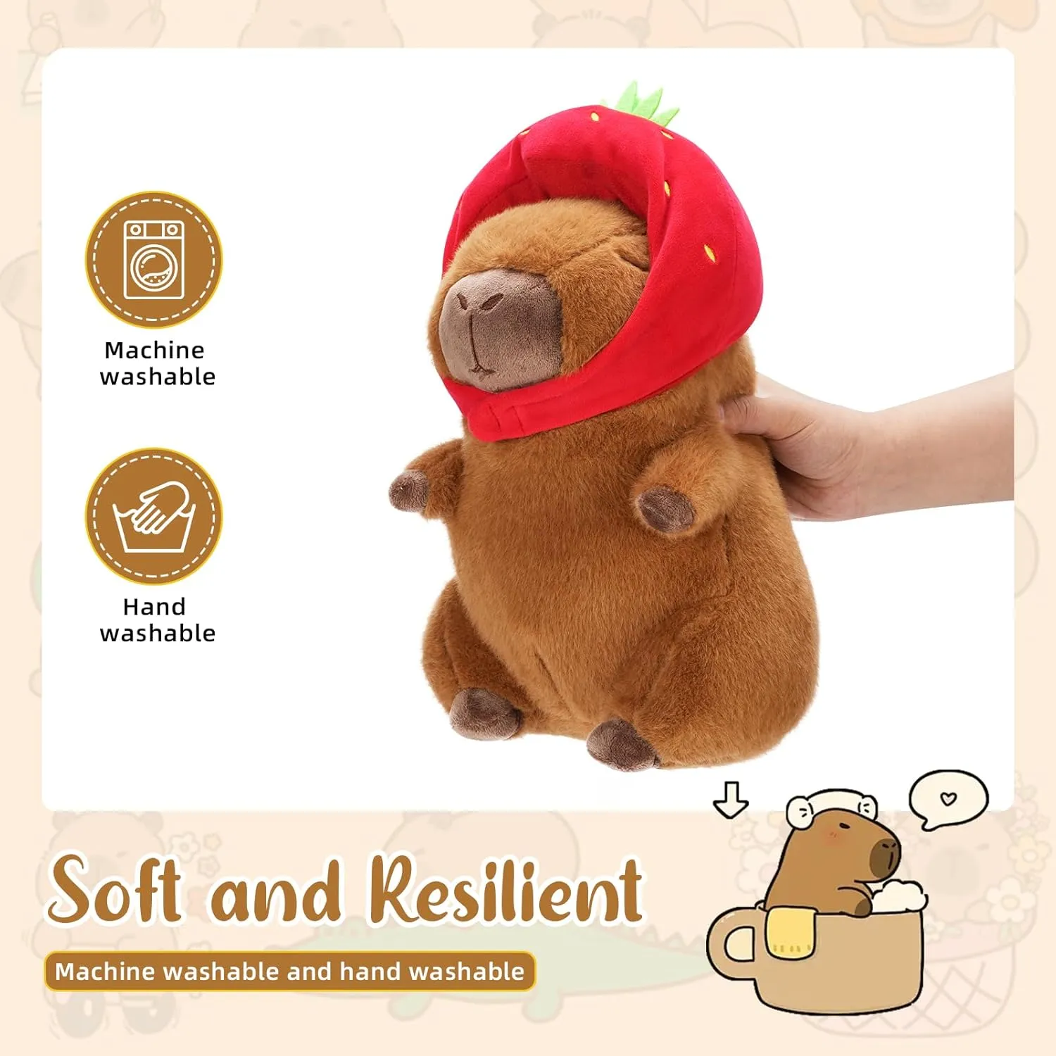 Capybara Plush Toy - Ultra Soft Stuffed Animal, Cute Realistic Design, Safe & Huggable for Kids, Adults, Pet Lovers (13.8"/35cm)