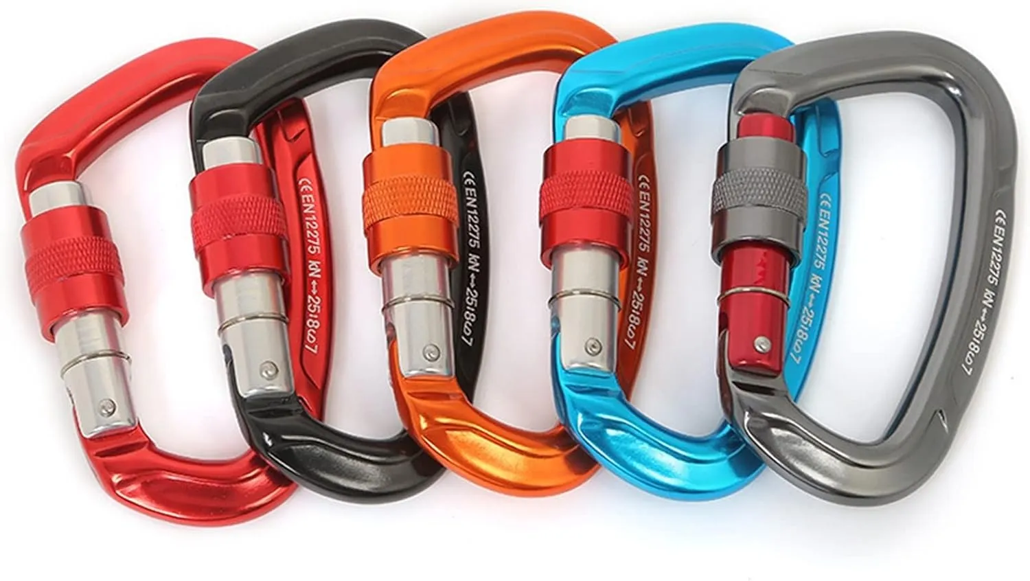 Carabiner Clips,Spring Clips， Rock Climbing25KN Professional Mountaineering D Shape Screw Gate Lock Buckle Carabiners Ascend Equipement