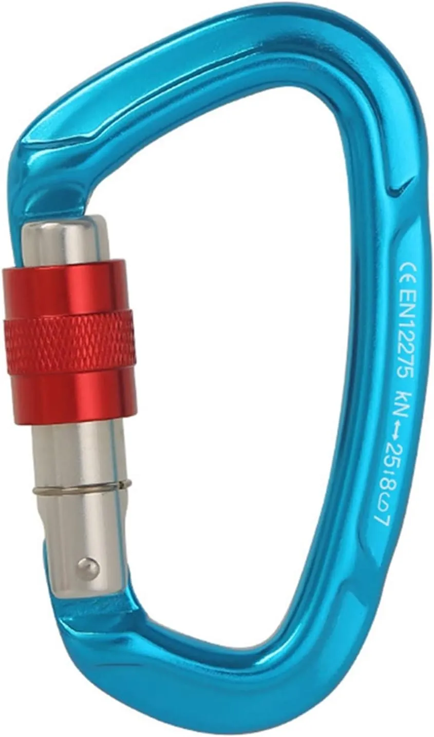 Carabiner Clips,Spring Clips， Rock Climbing25KN Professional Mountaineering D Shape Screw Gate Lock Buckle Carabiners Ascend Equipement