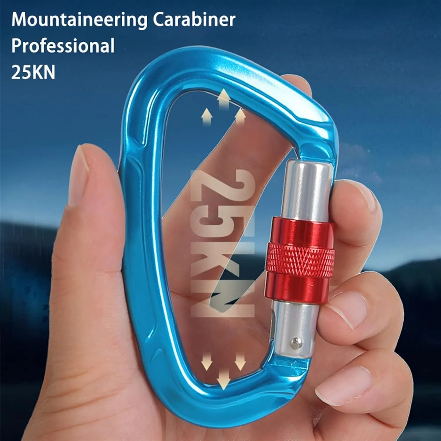 Carabiner Clips,Spring Clips， Rock Climbing25KN Professional Mountaineering D Shape Screw Gate Lock Buckle Carabiners Ascend Equipement