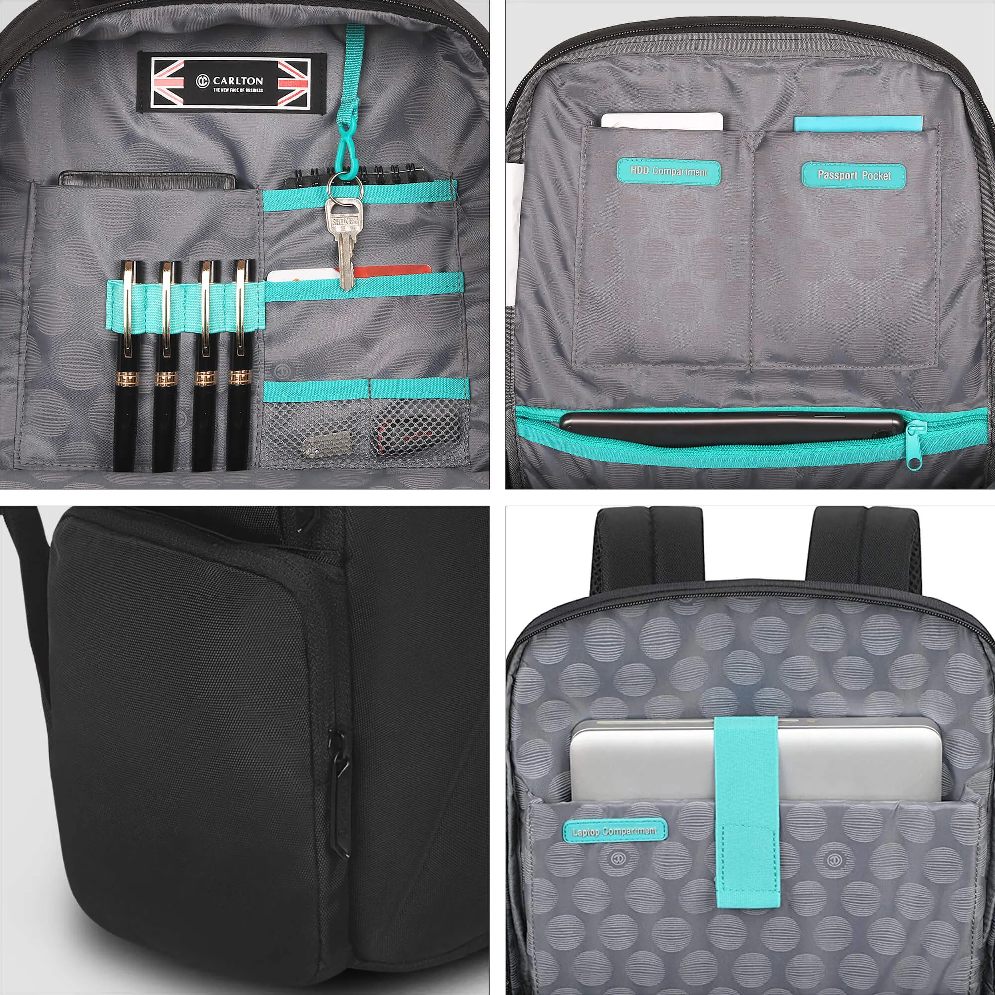 Carlton Dorset Laptop Backpack Jet Black