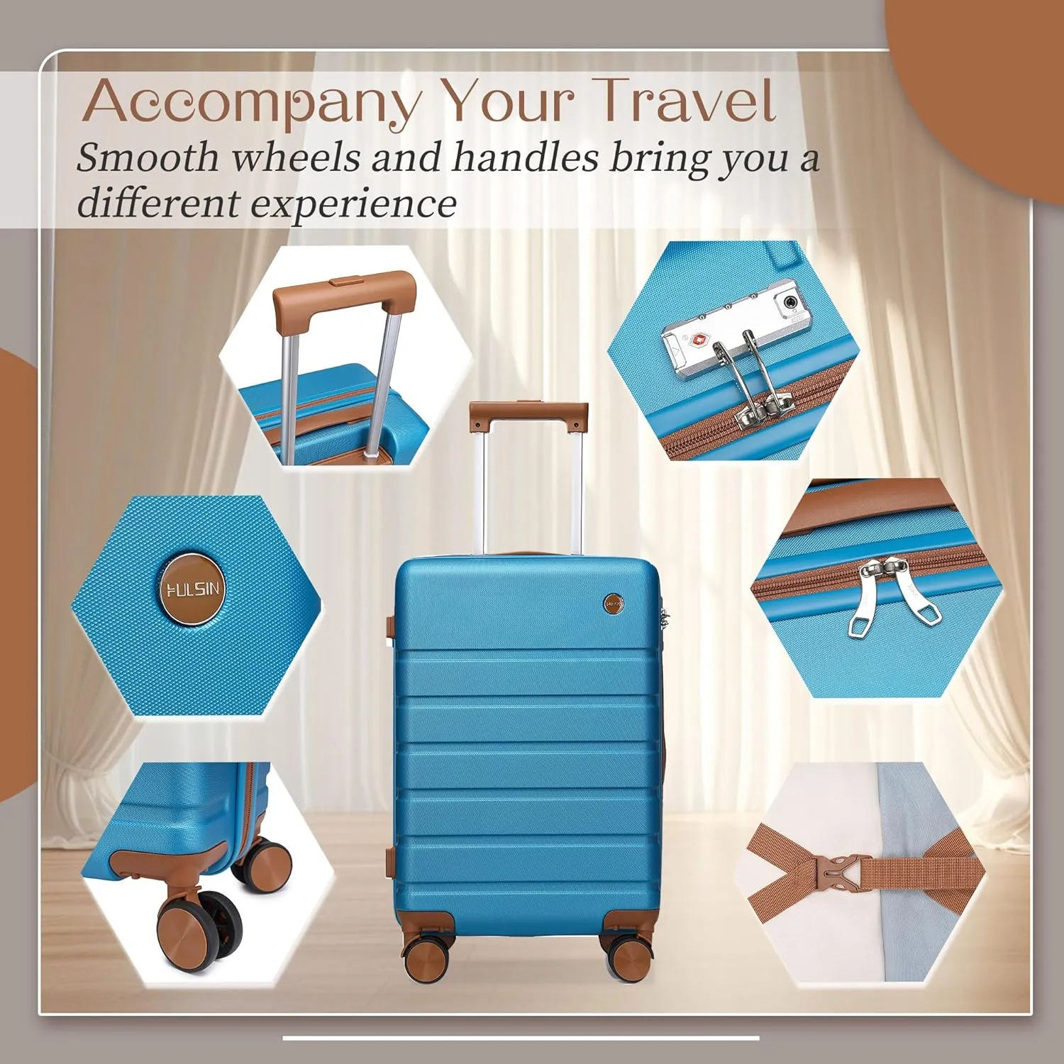Carry on Luggage Suitcase, 22x14x9 Airline Approved 20 Inch Hardside Carry-on Luggage with Spinner Wheels, Hard Shell Luggage with TSA Lock, Hard Case Small Travel Suitcase (Blue, 20-Inch)