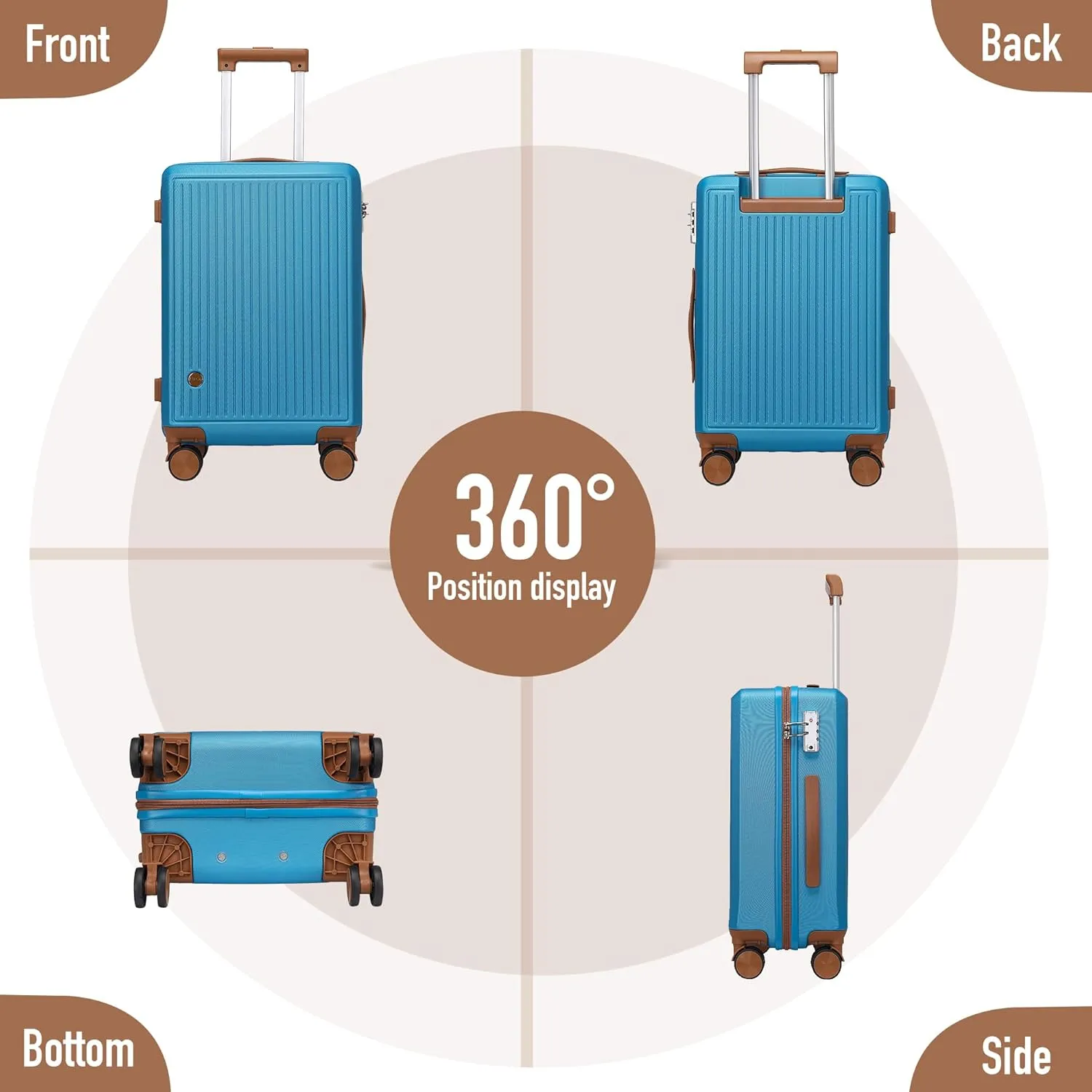Carry on Luggage with Spinner Wheels, 22x14x9 Airline Approved Carry-on Suitcase, Small Hardside Luggage with TSA Lock,Hard Shell Suitcase,Hard Case for Travel (Blue, 20-Inch)