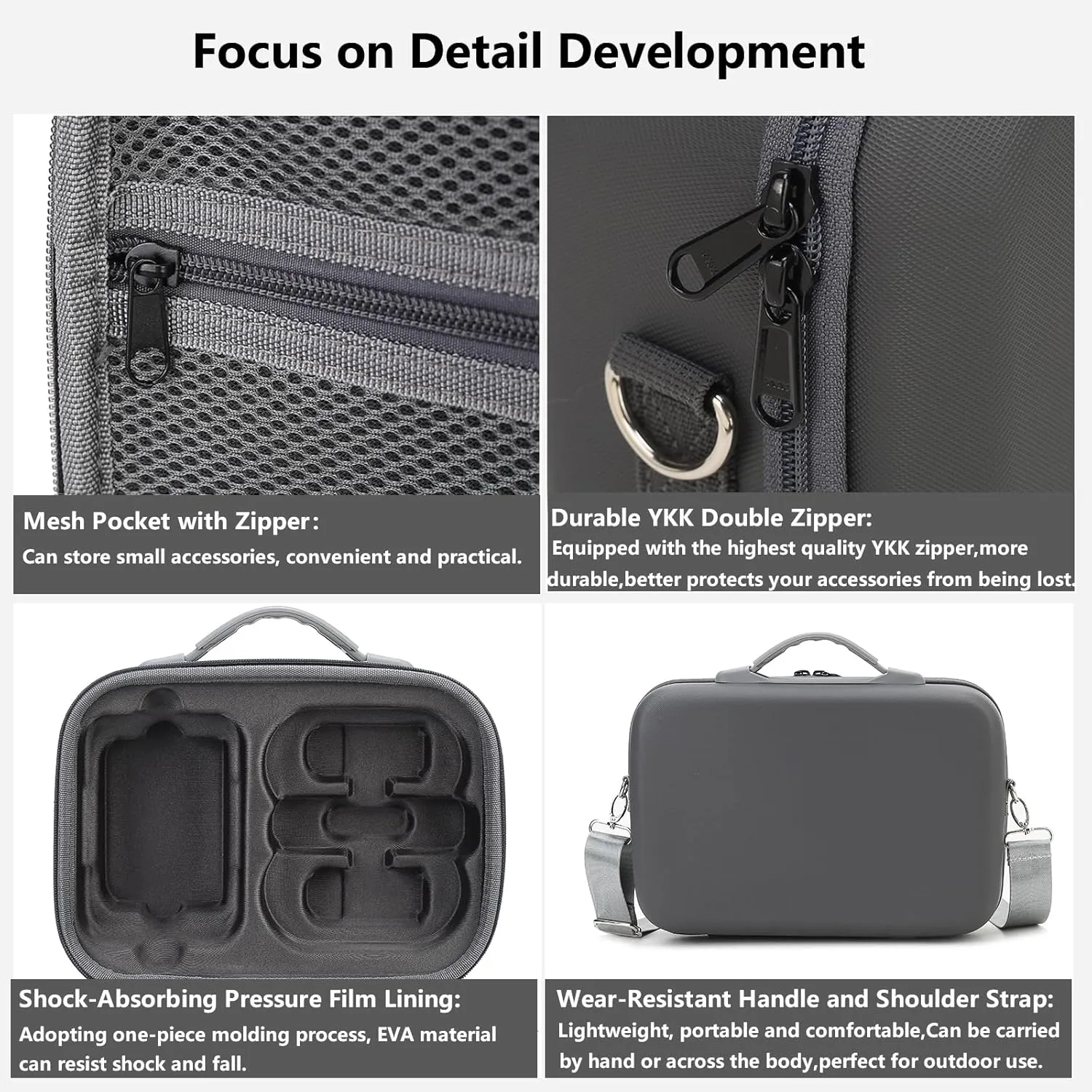 Carrying Case for DJI Neo-Portable PU Protective Storage Bag with YKK Zipper for DJI Neo Fly More Combo,RC-N3 Remote Controller, Neo Intelligent Flight Battery & Aceessories-Grey
