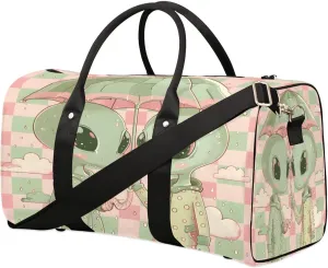 Cartoon Aliens Travel Duffel Bag for Women Men Foldable Sport Gym Tote Bag Lightweight Waterproof Weekender Overnight Bag for Weekend Holiday Gym Swim Yoga