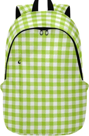 Cartoon Casual Daypack Backpack for Women Lime Green Buffalo Plaid Bookpack Gifts College Cool Backpack