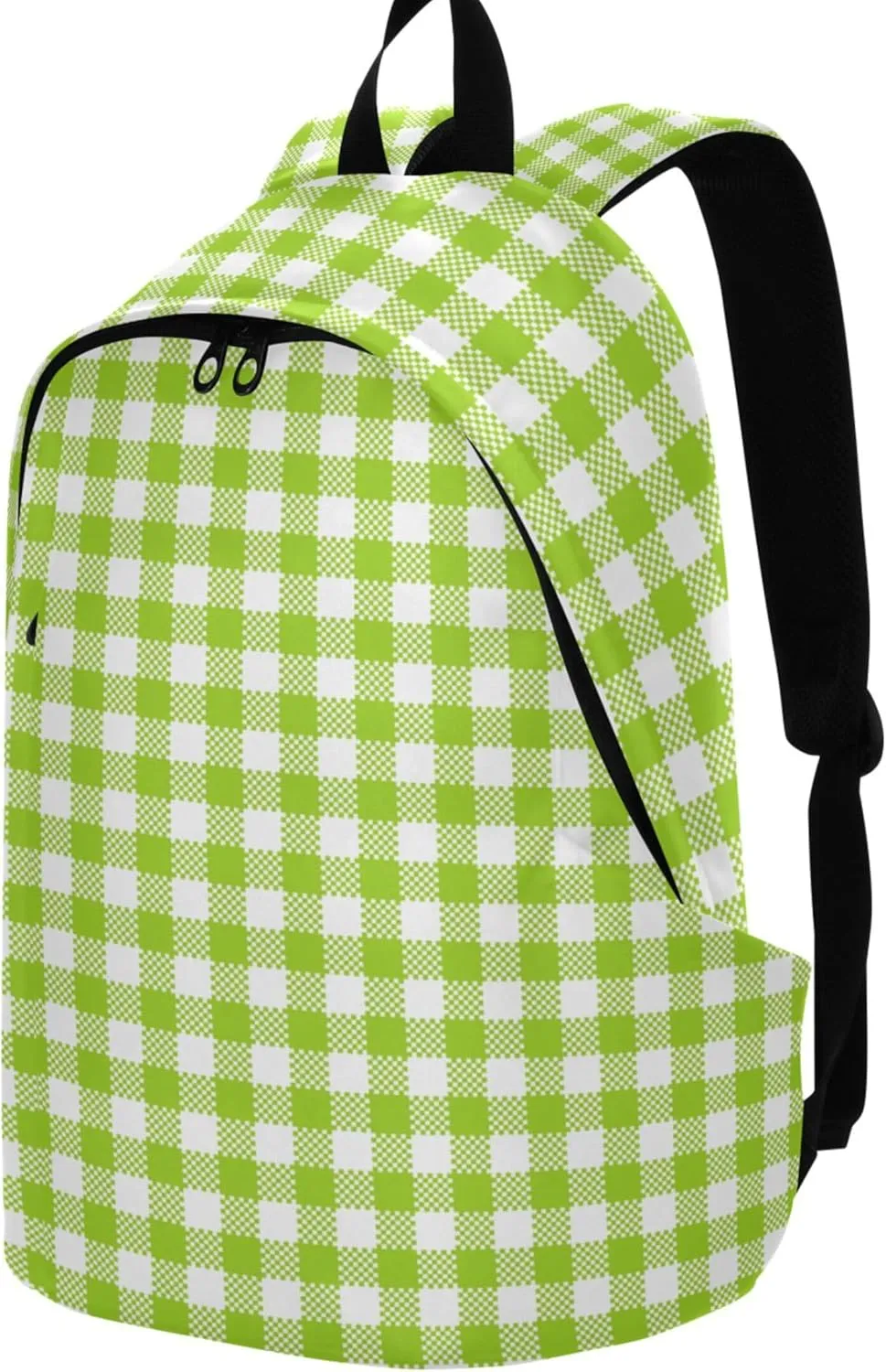 Cartoon Casual Daypack Backpack for Women Lime Green Buffalo Plaid Bookpack Gifts College Cool Backpack
