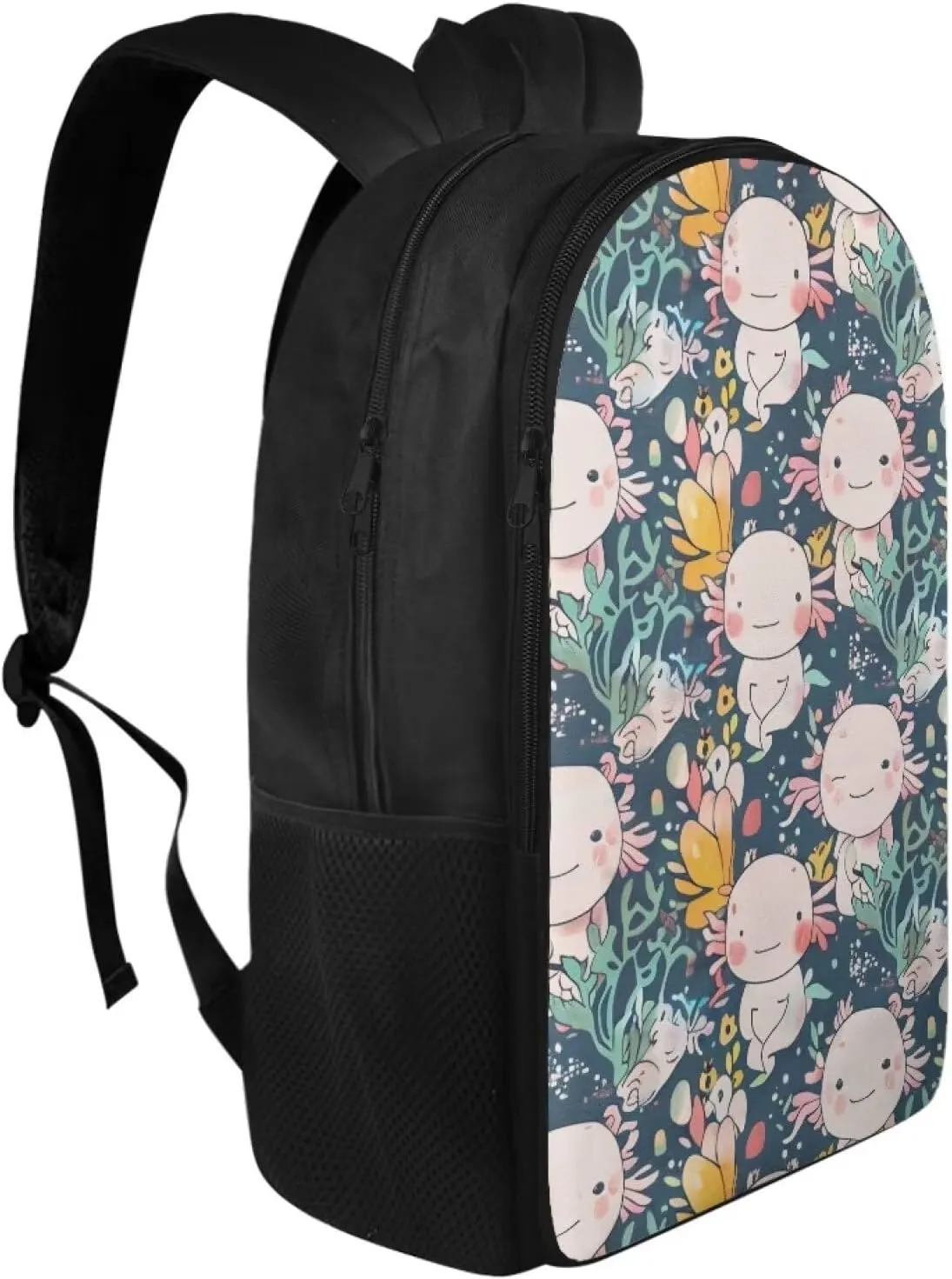 Cartoon Salamander Book Bag for Girls Water Plant Travel Backpack Kids High School Backpack for Girls Waterproof Kids' Backpacks Back-To-School Season Birthdays Gifts
