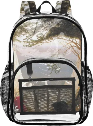 Caspar David Friedrich's Chalk Cliffs on Rügen Clear Bag for Women Travel Kids Backpack for Girls Clear School Shoulder Bag