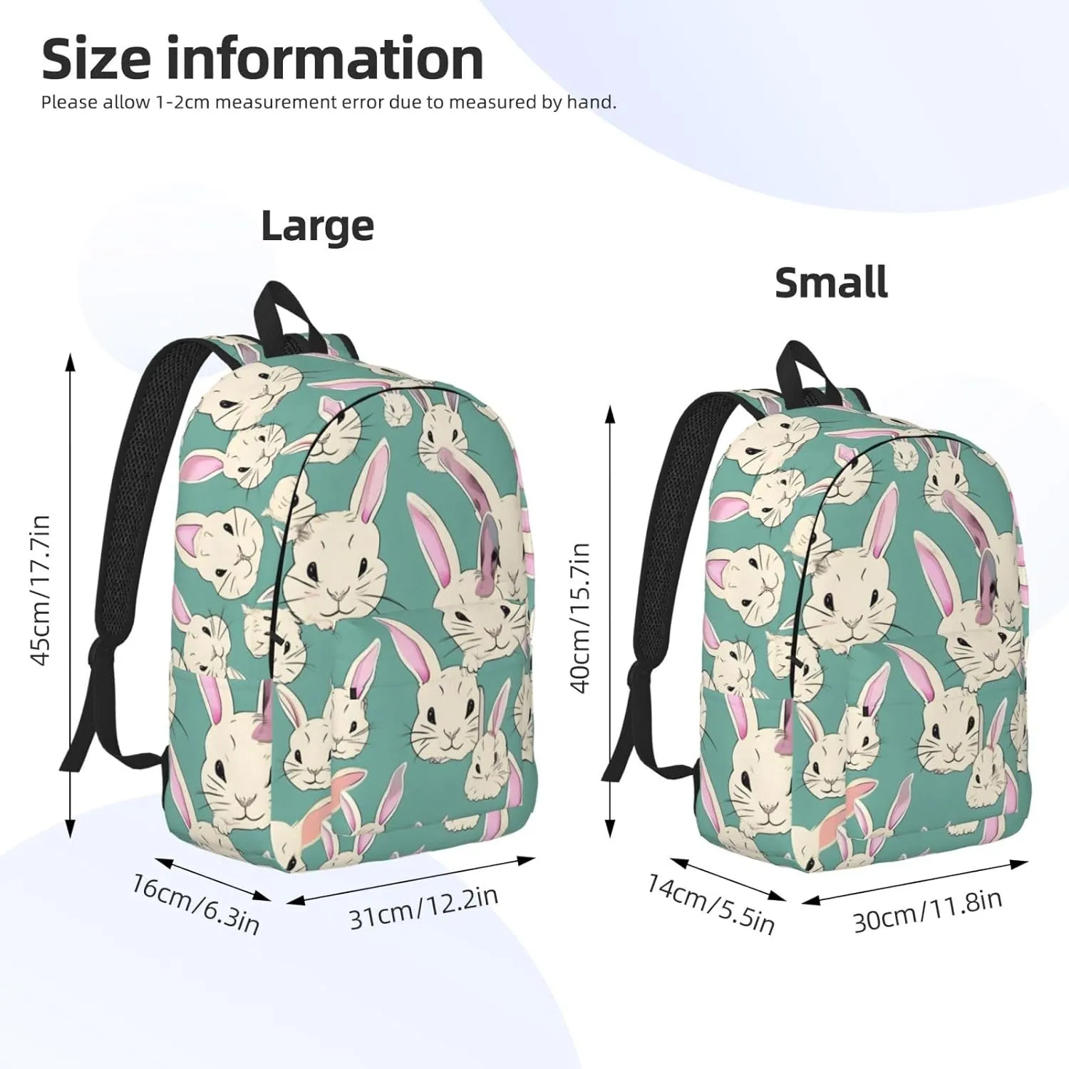 Casual Canvas Backpack, Laptop Rucksack,Shoulder Travel Camping Hiking Backpacks for Men Women-Bunny cute