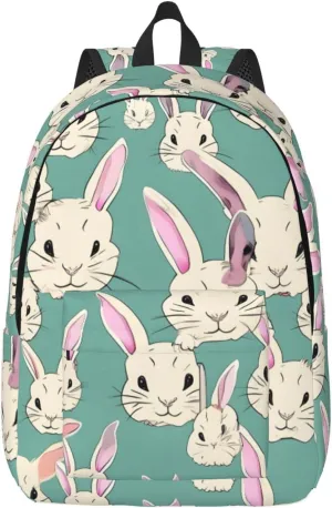 Casual Canvas Backpack, Laptop Rucksack,Shoulder Travel Camping Hiking Backpacks for Men Women-Bunny cute