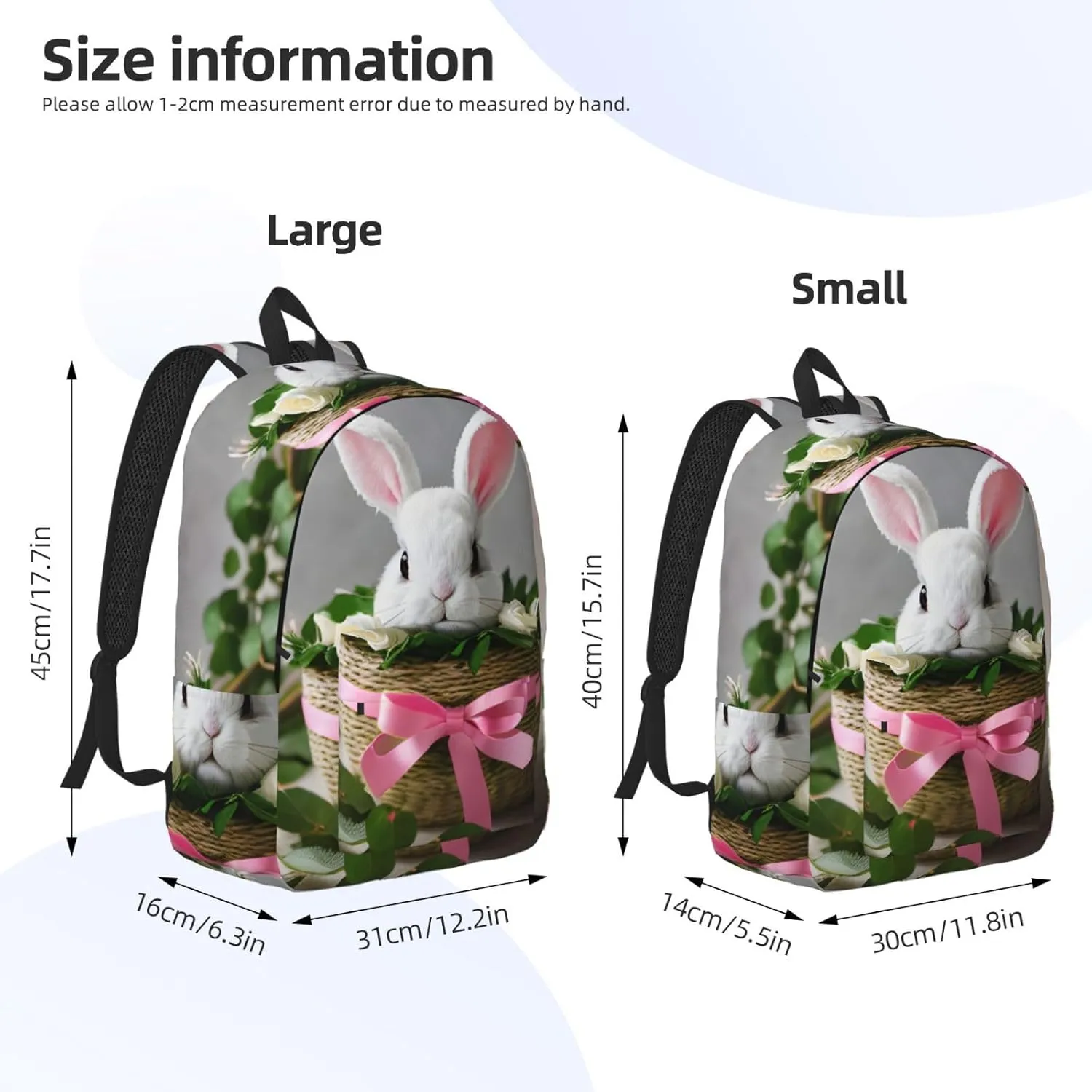 Casual Canvas Backpack, Laptop Rucksack,Shoulder Travel Camping Hiking Backpacks for Men Women-Bunny Rosette