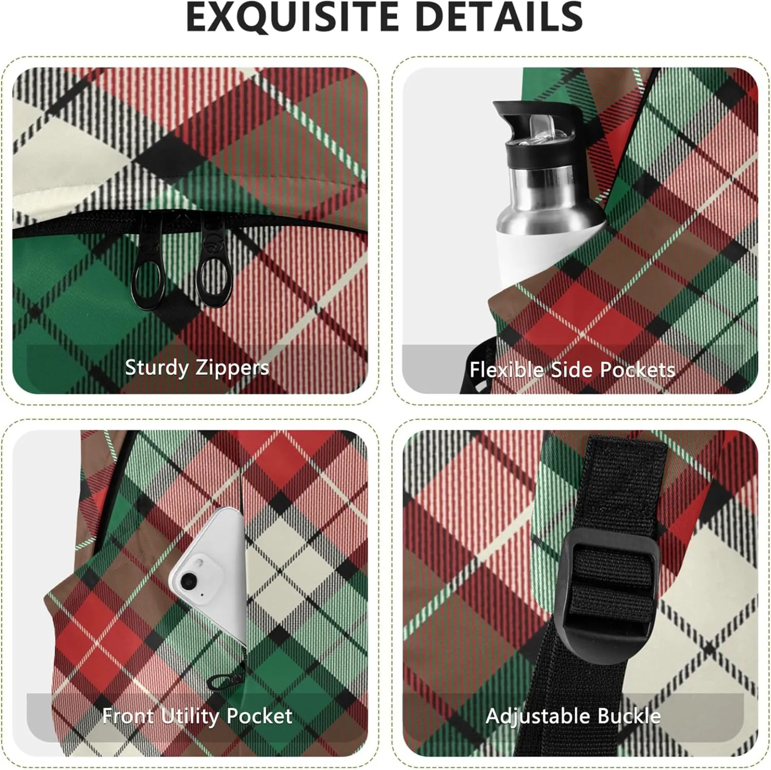Casual Daypack Backpacks for Women Colorful Plaid Stripes Fashion Gifts Teen College Bookbag