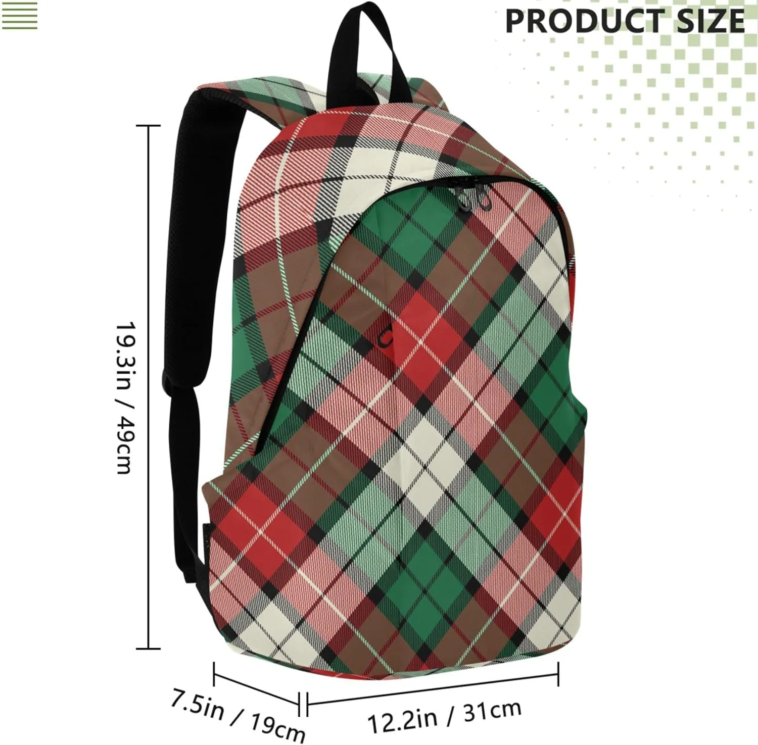 Casual Daypack Backpacks for Women Colorful Plaid Stripes Fashion Gifts Teen College Bookbag