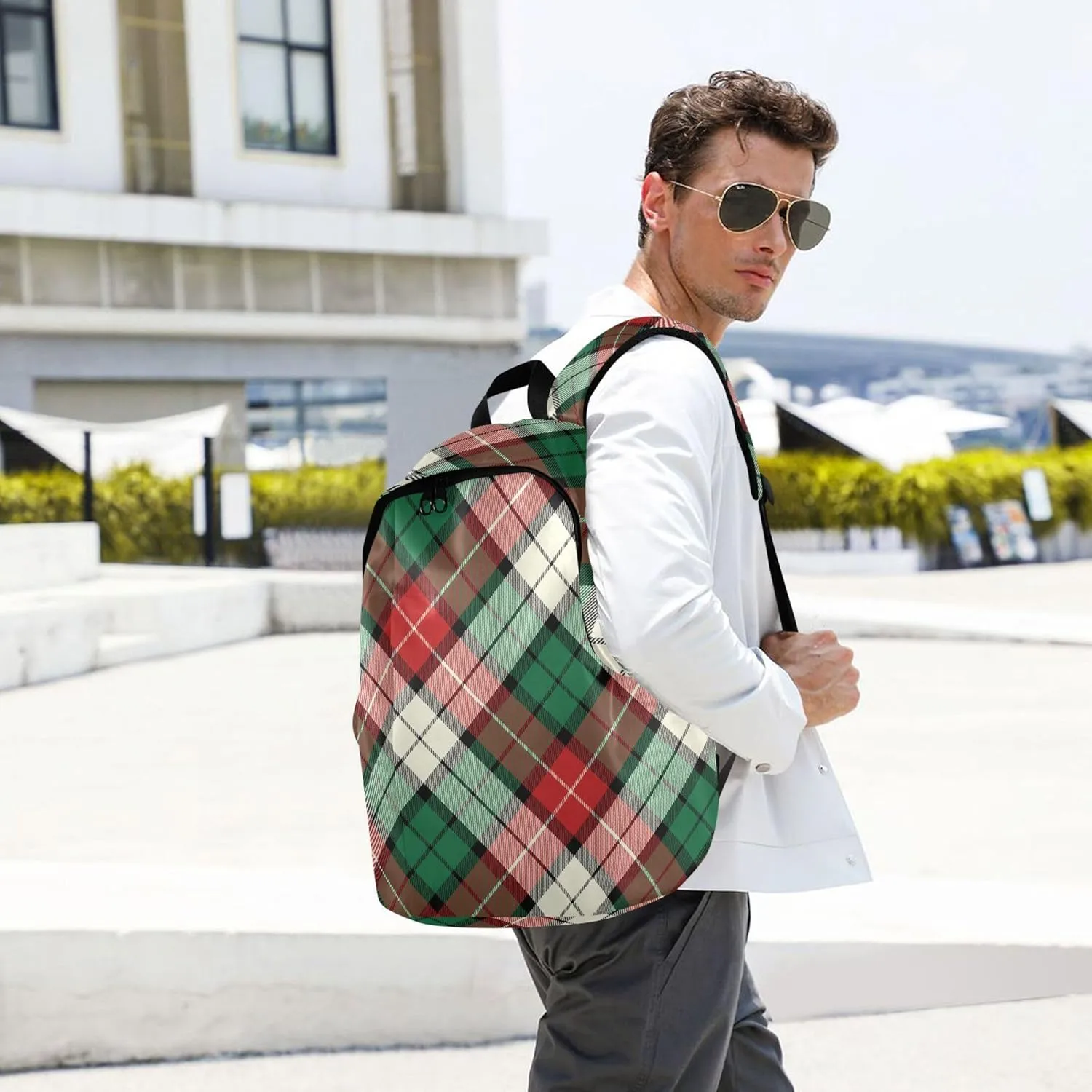 Casual Daypack Backpacks for Women Colorful Plaid Stripes Fashion Gifts Teen College Bookbag