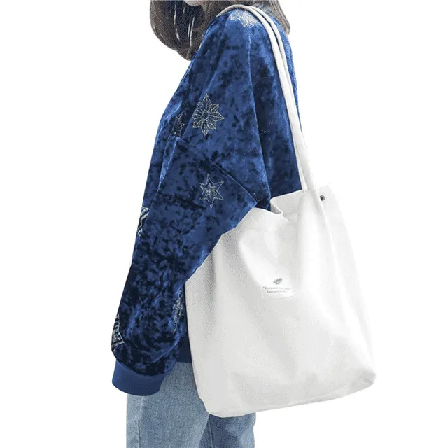 Casual High Capacity Foldable Canvas Shoulder Bag for Women