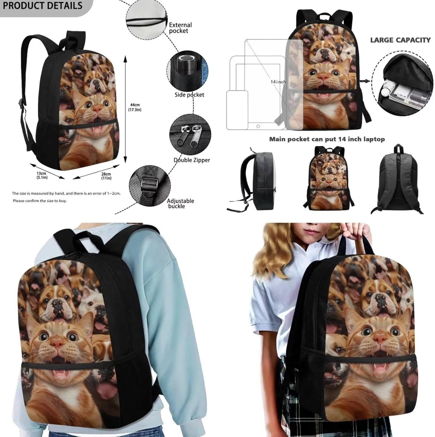 Cat Backpack for Kids 5 Years Old Kawaii Kindergarten Lunch Box for Boys Lightweight Backpacks for Elementary School Cute Bookbag for Kids 4 Piece