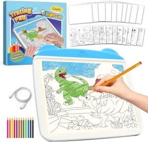 Caydo Eye Protection Light Up Tracing Pad, 3 Brightness Levels Light Box for Tracing, Drawing Pad for Kids, Type-C & Battery Power Supply, Birthday & Holiday Gifts for Girls & Boys Ages 6-12