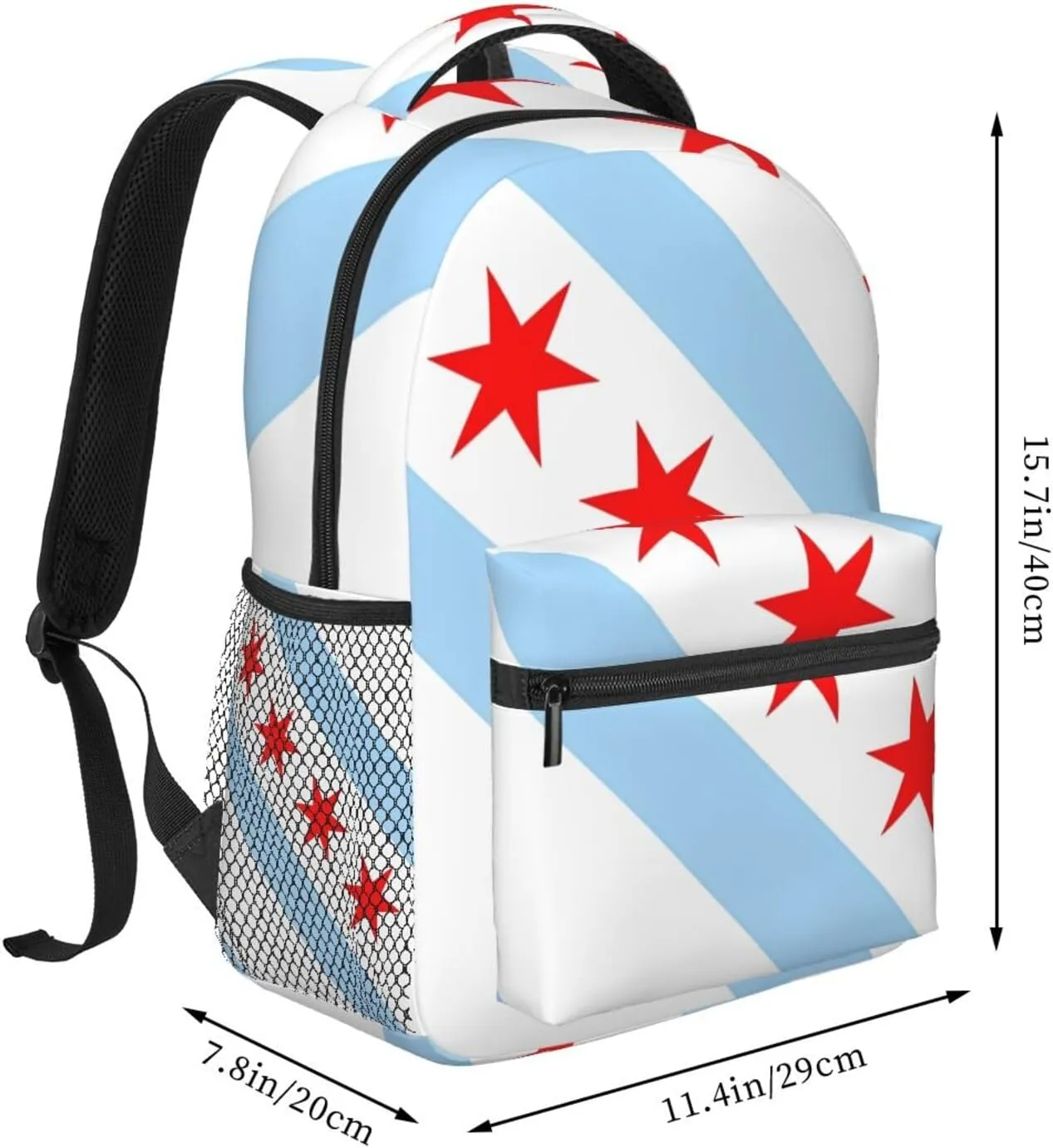 Chicago City Flag Backpacks 15 Inch Laptop Backpack Multipurpose Double Shoulder Bag For Men Women Gifts