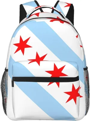 Chicago City Flag Backpacks 15 Inch Laptop Backpack Multipurpose Double Shoulder Bag For Men Women Gifts