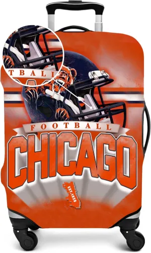 Chicago City Luggage Cover, Football Team Suitcase Cover for Travel Business Vacation - Fits 18-20 Inch Luggage