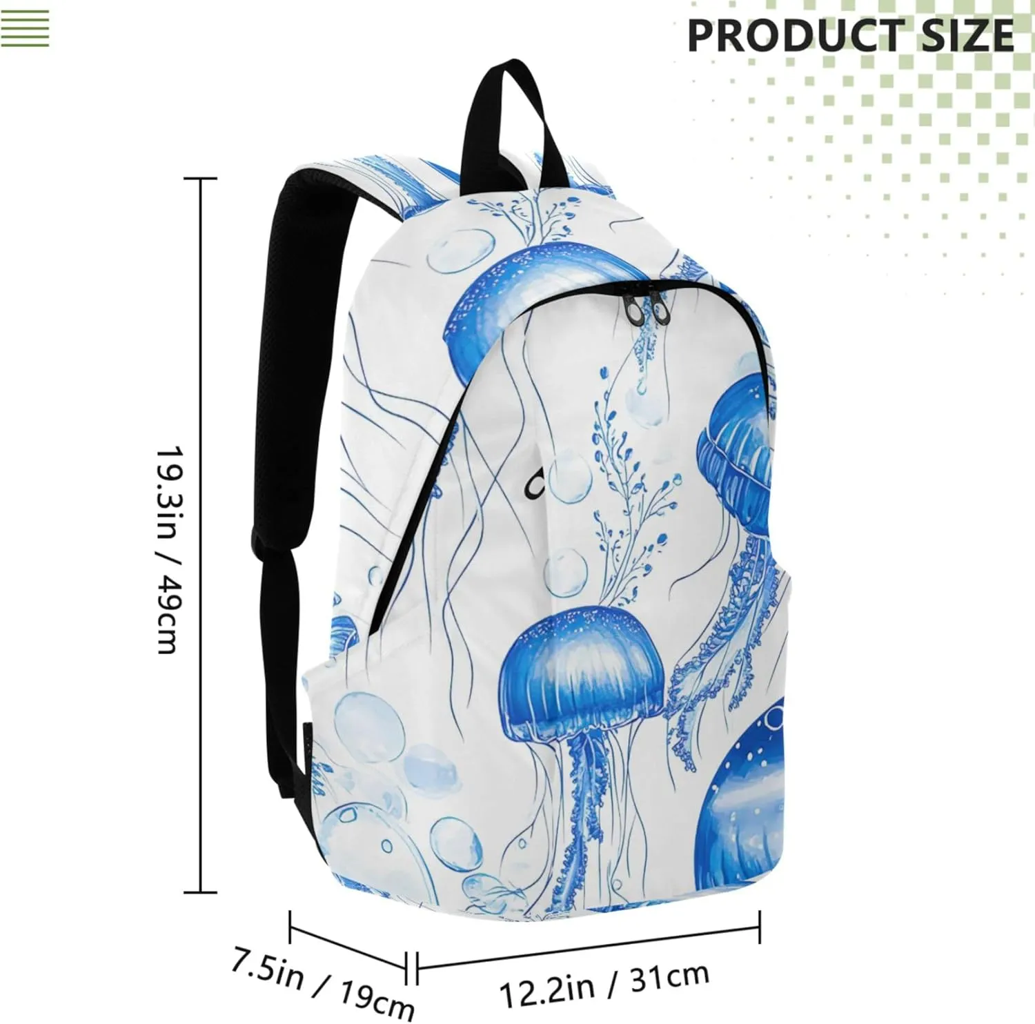 CHIFIGNO Cute Blue Jellyfish Casual Womens Daypack Cute Backpack Lightweight Gifts College Cool Backpack