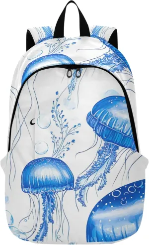 CHIFIGNO Cute Blue Jellyfish Casual Womens Daypack Cute Backpack Lightweight Gifts College Cool Backpack