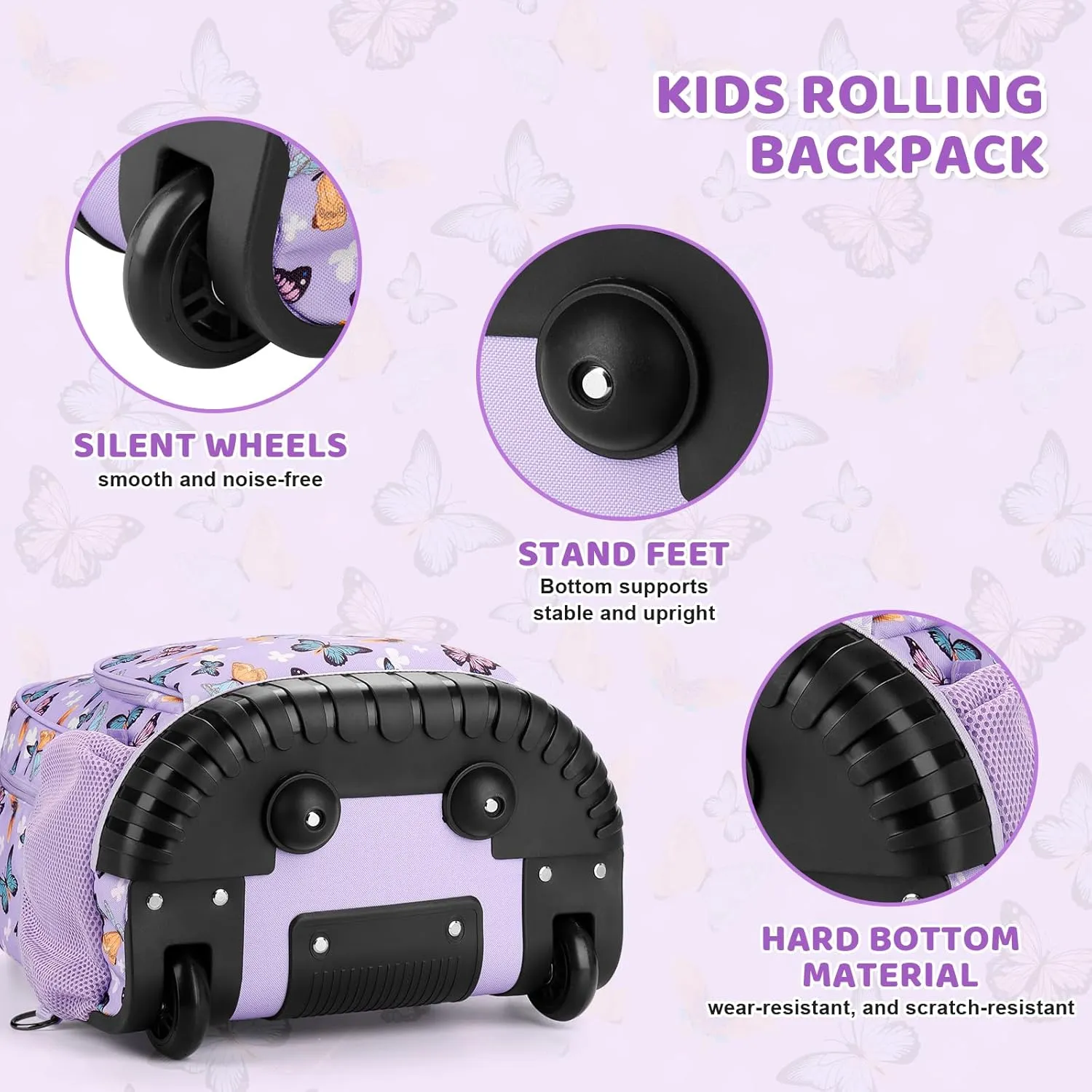 Choco Mocha Kids Rolling Backpack for Girls, 18 Inch Travel Roller Backpack for Elementary School Bookbag with Wheels, Tie Dye Rolling Backpacks with Lunch Bag Set for Girls, Colorful